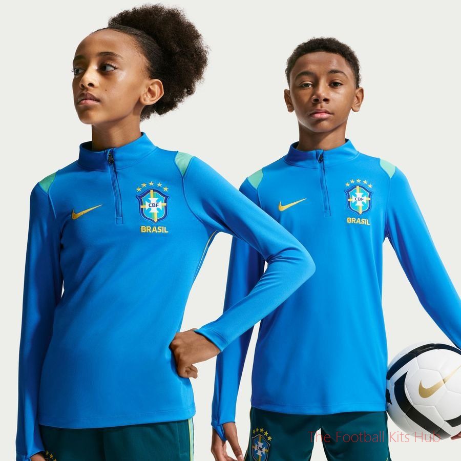 Brazil Training Shirt Dri-FIT Academy Pro Drill World Cup 2026 - Photo Blue/Light Menta/Midwest Gold Kids-unisoccer store